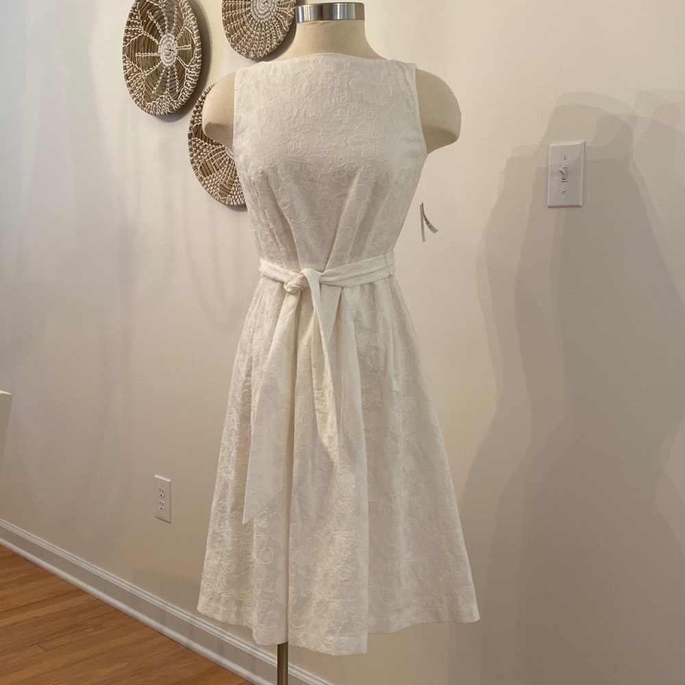 Anne Kline White Embroidered Dress NWT